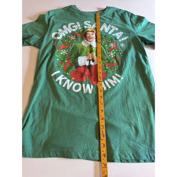 ELF OMG! SANTA! I Know Him Christmas Unisex Holiday Green T-shirt Size Large - Picture 6 of 7